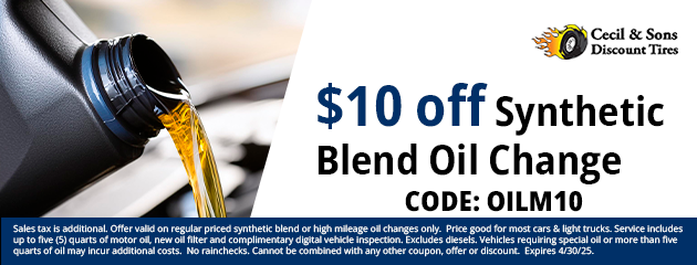 $10 off Synthetic Blend Oil Change